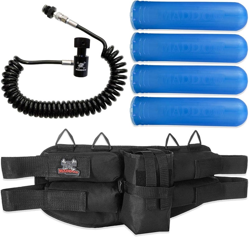 MAddog 4+1 Paintball Harness Pod Pack with (4) Paintball Pods and Quick Disconnect Paintball Tank Remote Coil Combo - Image 1